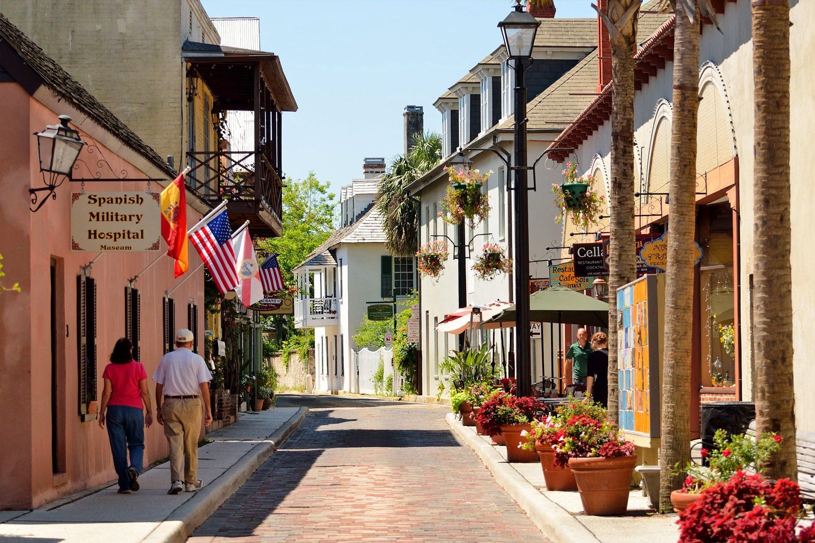 A couple walking on a street in St. Augustine.
