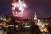 Edinburgh Cityscape with fireworks