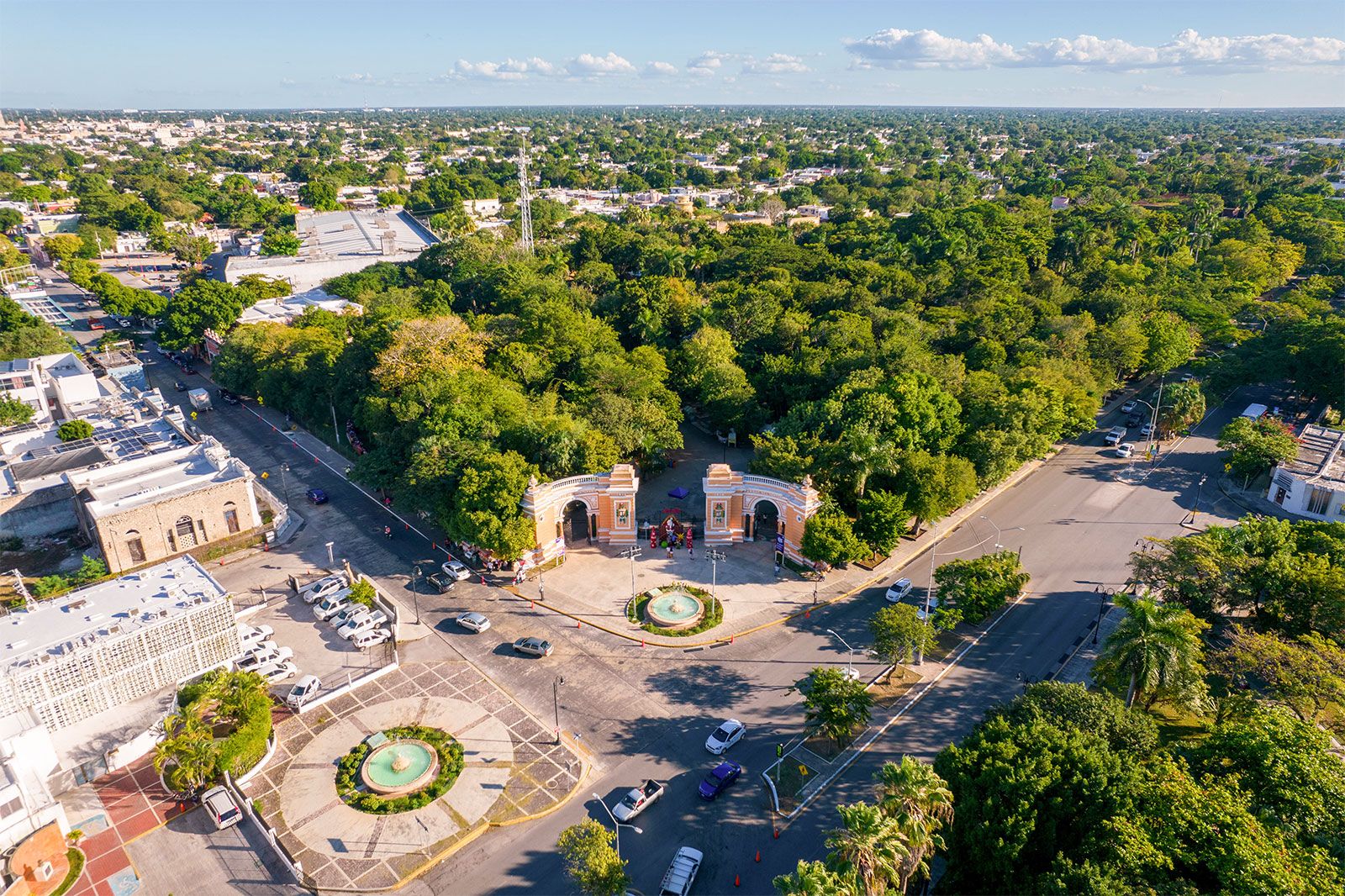 An aerial view of a park. 