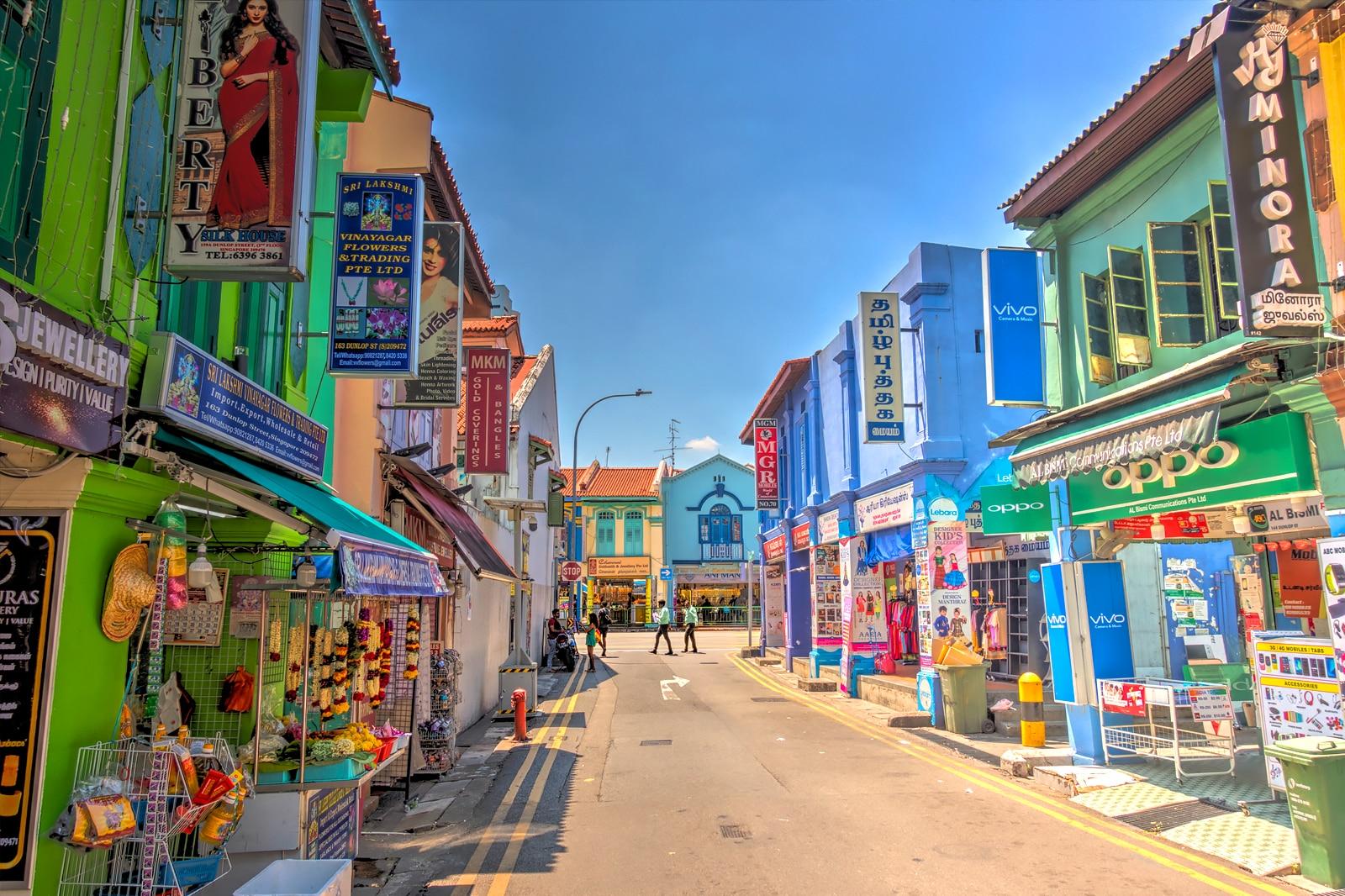 A colorful street in Little India.
