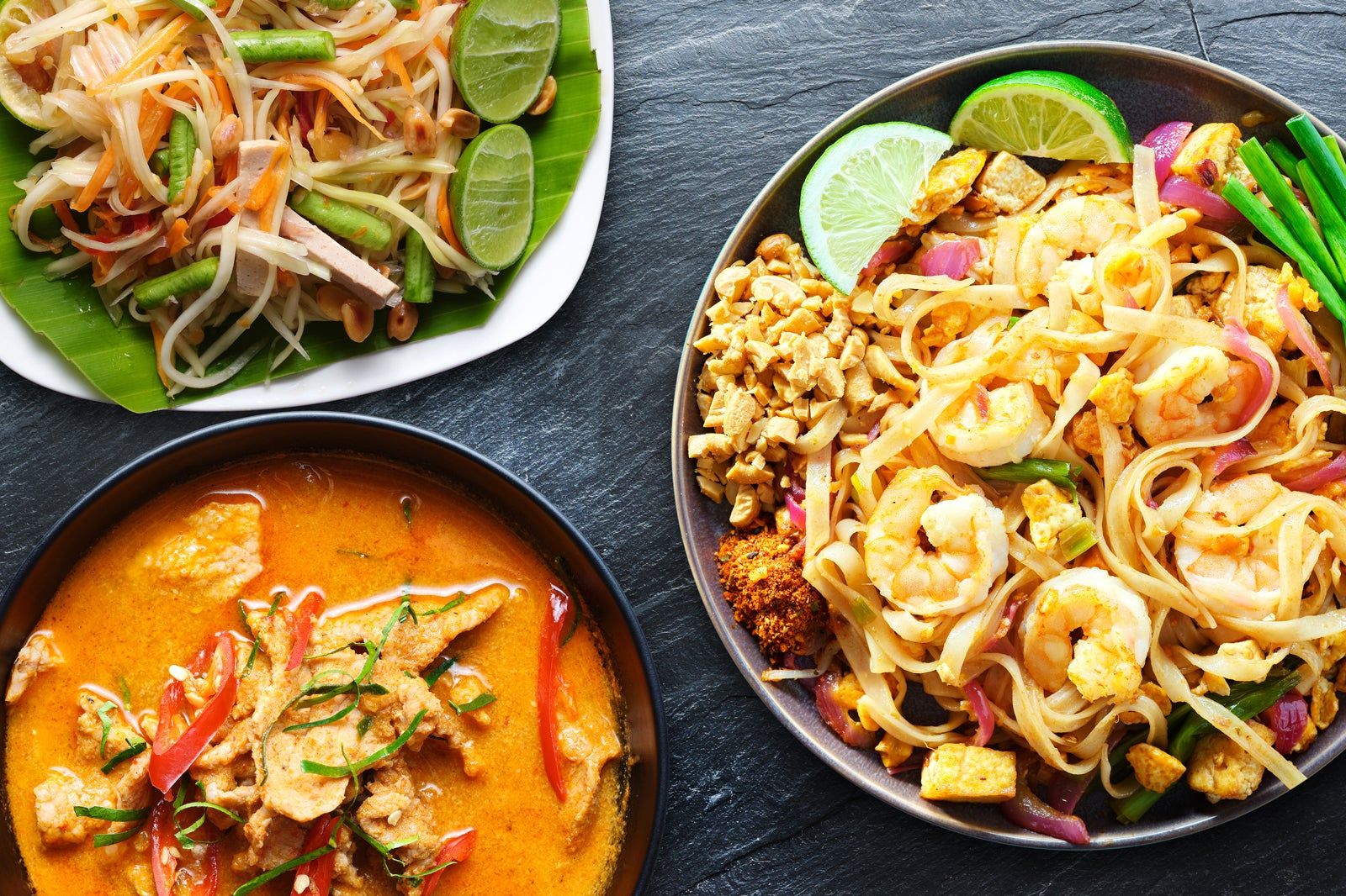 Thai food on plates.