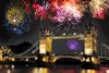 Fireworks over the Tower Bridge.