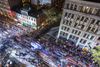 Aerial view of the Sixth Avenue Halloween Parade in New York City.