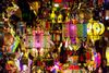 Rows of colored lanterns.