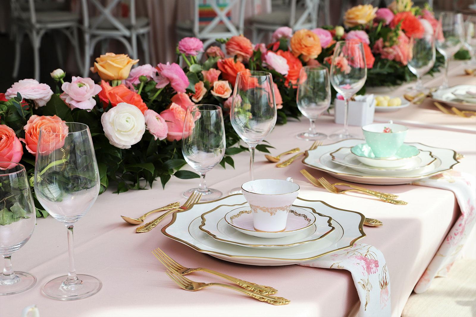 Elegant set table for brunch.