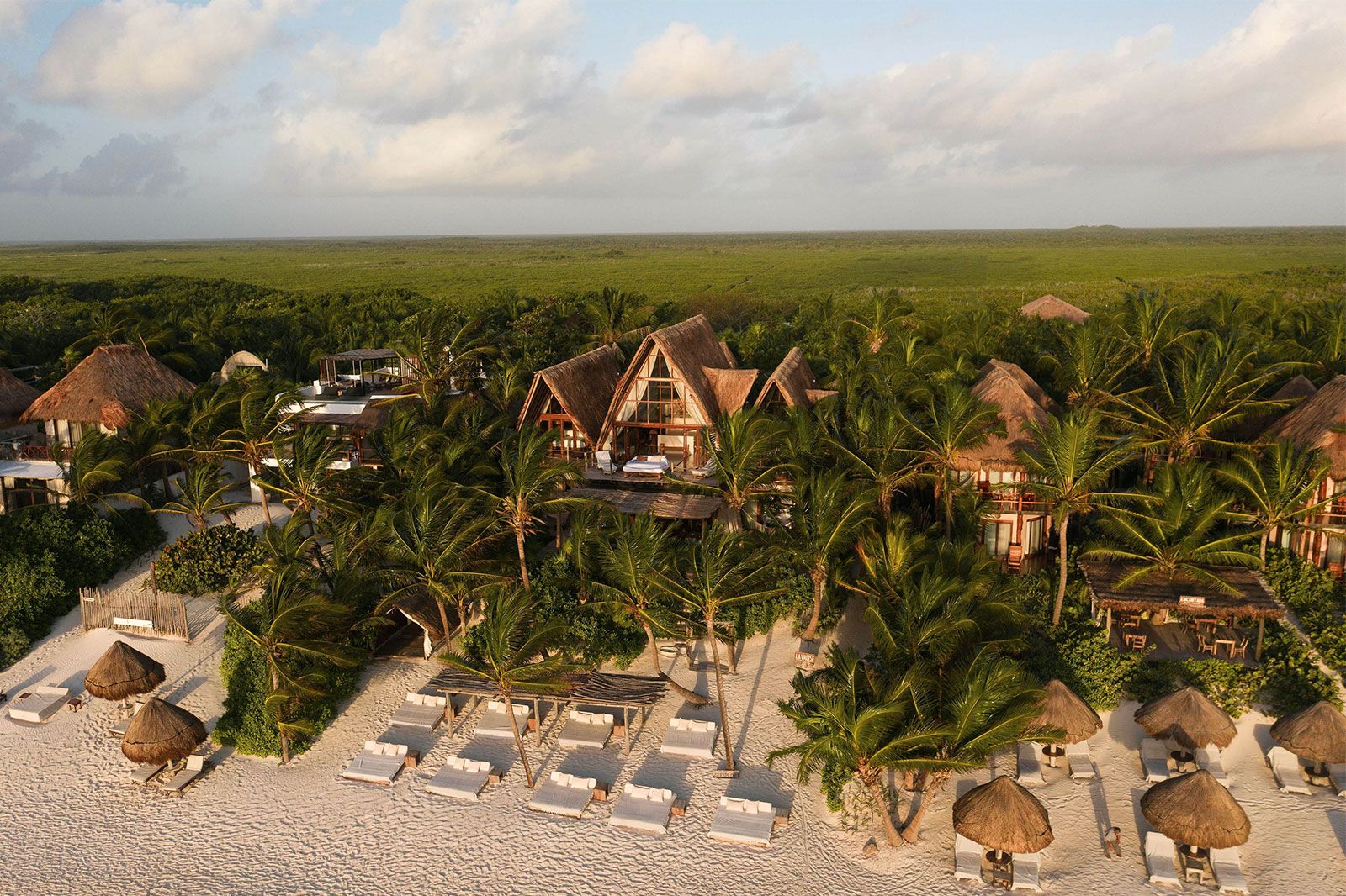 Resort hut resorts in a forest.