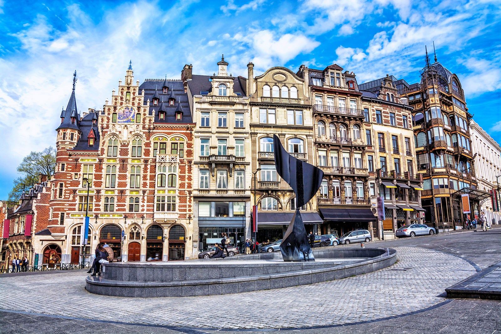 Ornate buildings on city square.