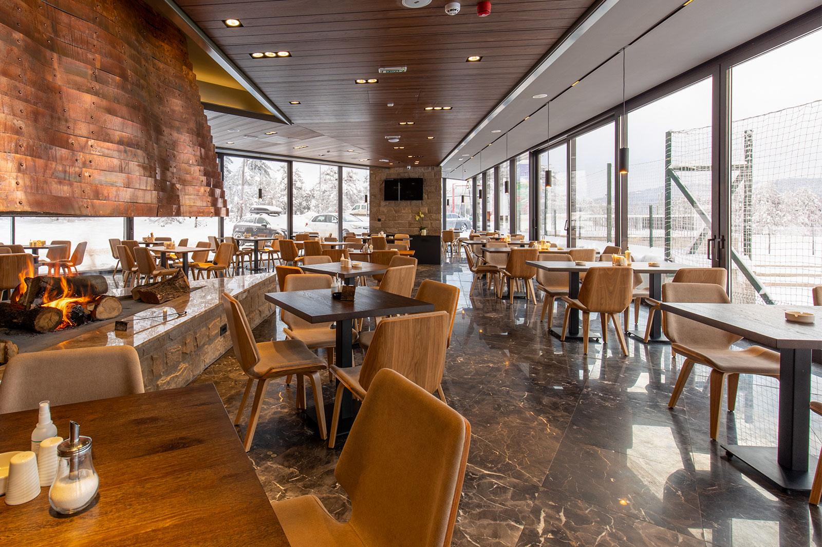 The interior view of a restaurant.