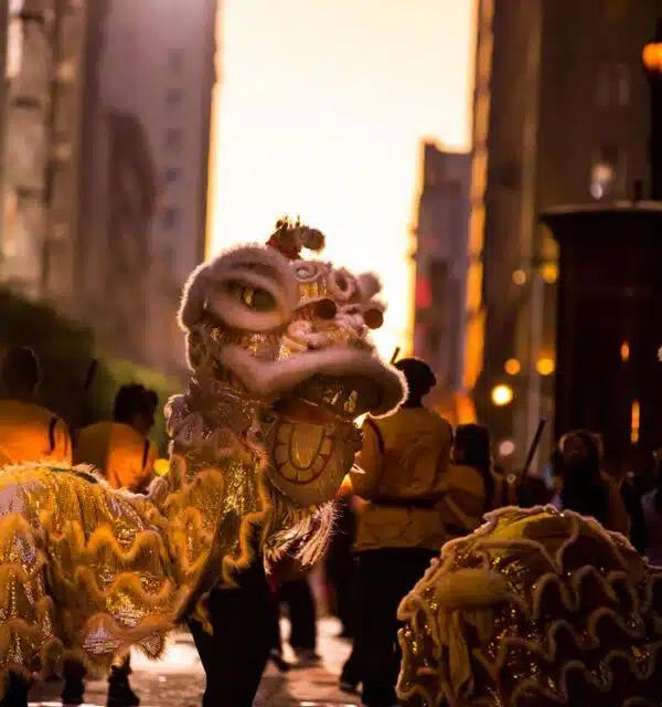 A Chinese lion parades the streets of San Francisco as part of Lunar New Year
