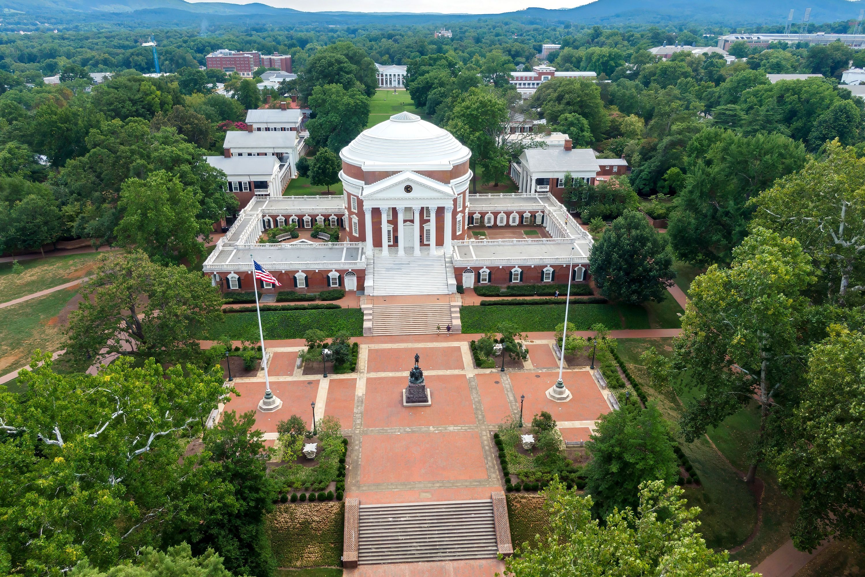 The Rotunda building, inspired by Rome’s Pantheon, standing on the campus of University of Virginia.