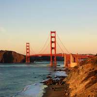 San Francisco's red-painted Golden Gate Bridge