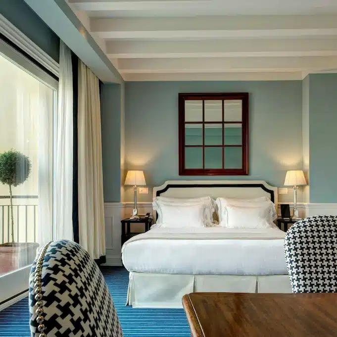 A double bedroom at Hotel Lungarno in Florence, Italy