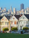 The colorful Victorian and Edwardian houses, aka the Painted Ladies, that line Alamo Square in San Francisco, California