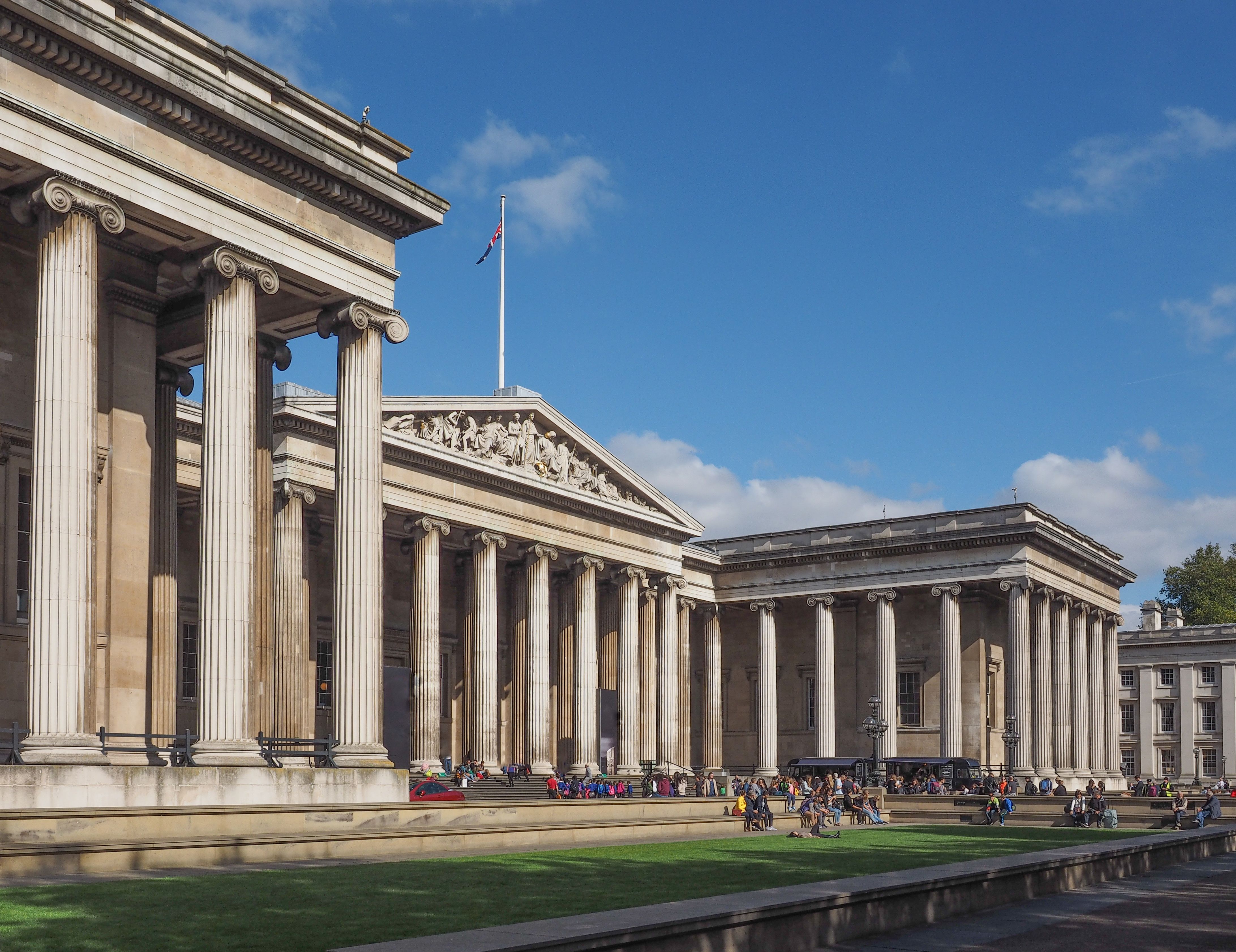 The lawn at the British Museum is a popular hang out spot.