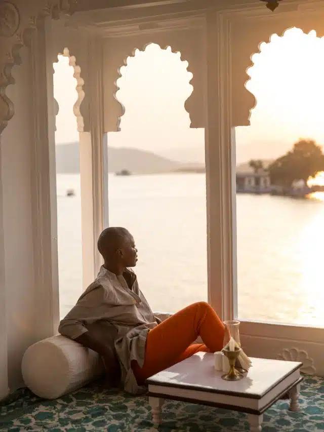 Jessica Nabongo looks out onto Lake Pichola in Udaipur, India