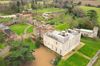 Aerial view of the large sprawling manor that is Claydon House in Aylesbury Vale, Buckinghamshire, England.