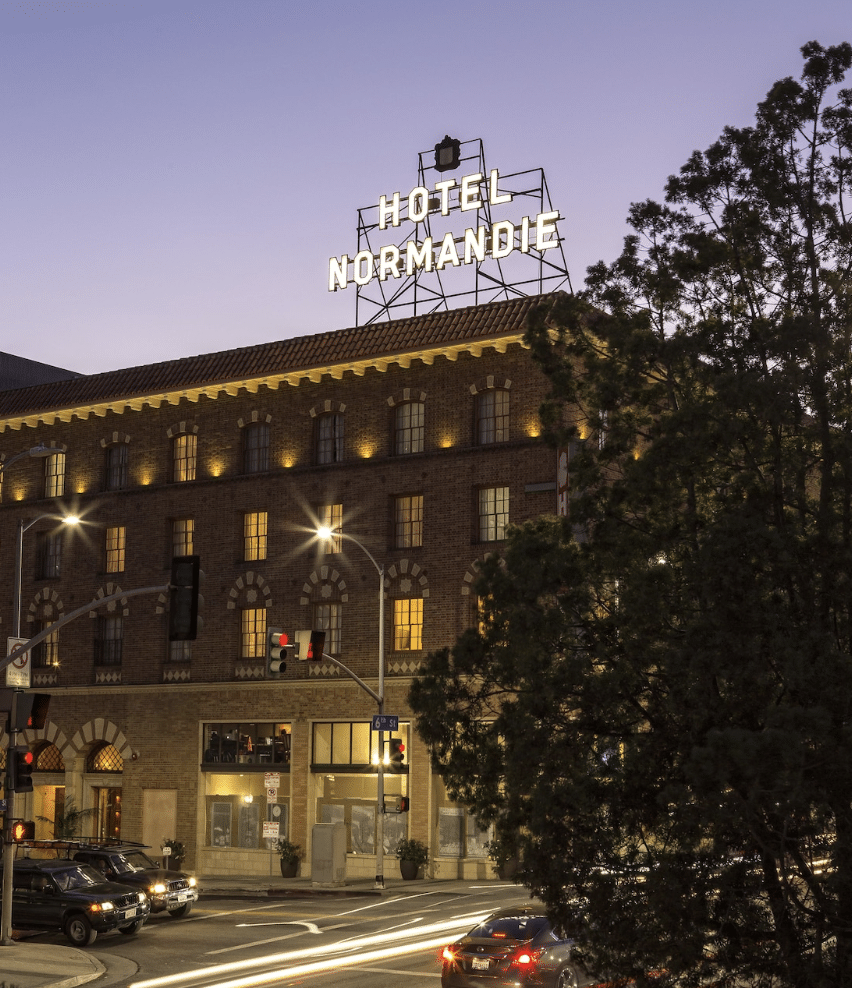 The exterior of Hotel Normandie in Koreatown, Los Angeles