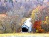 Covered bridge and autumn colors in the trees.