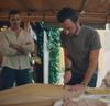 Antoni Porowski with Justin Theroux, learning to make tortellini in brodo. Photo: National Geographic/Rebecca Eishow