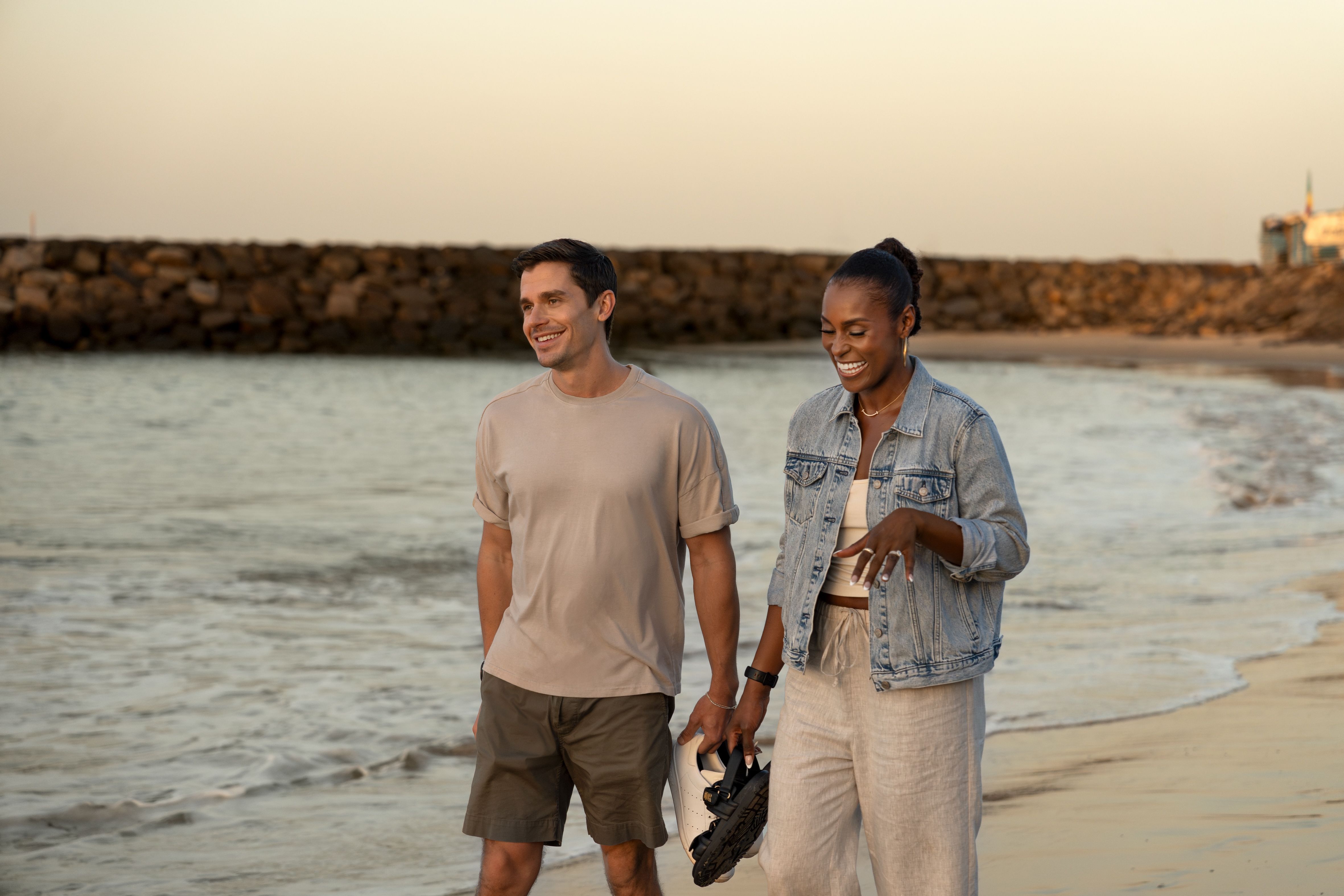 Antoni Porowski with Issa Rae on a beach in Dakar, for No Taste Like Home