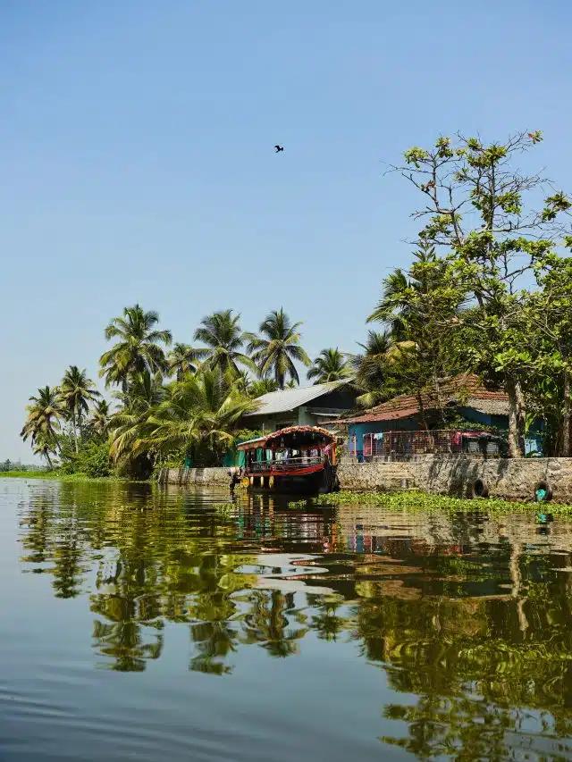 A houseboat on the waters of Alappuzha, India