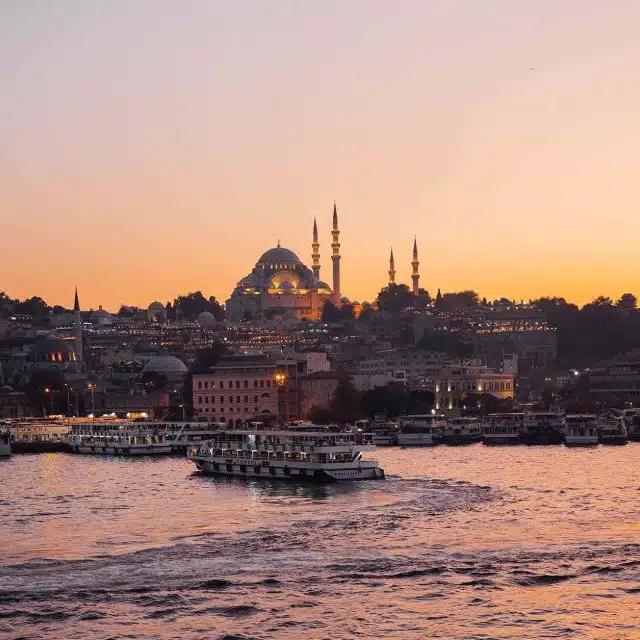 An image of Istanbul at sunset
