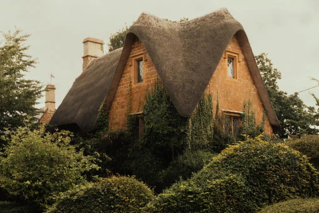 A thatched cottage in the village of Great Tew, in the Oxfordshire Cotswolds