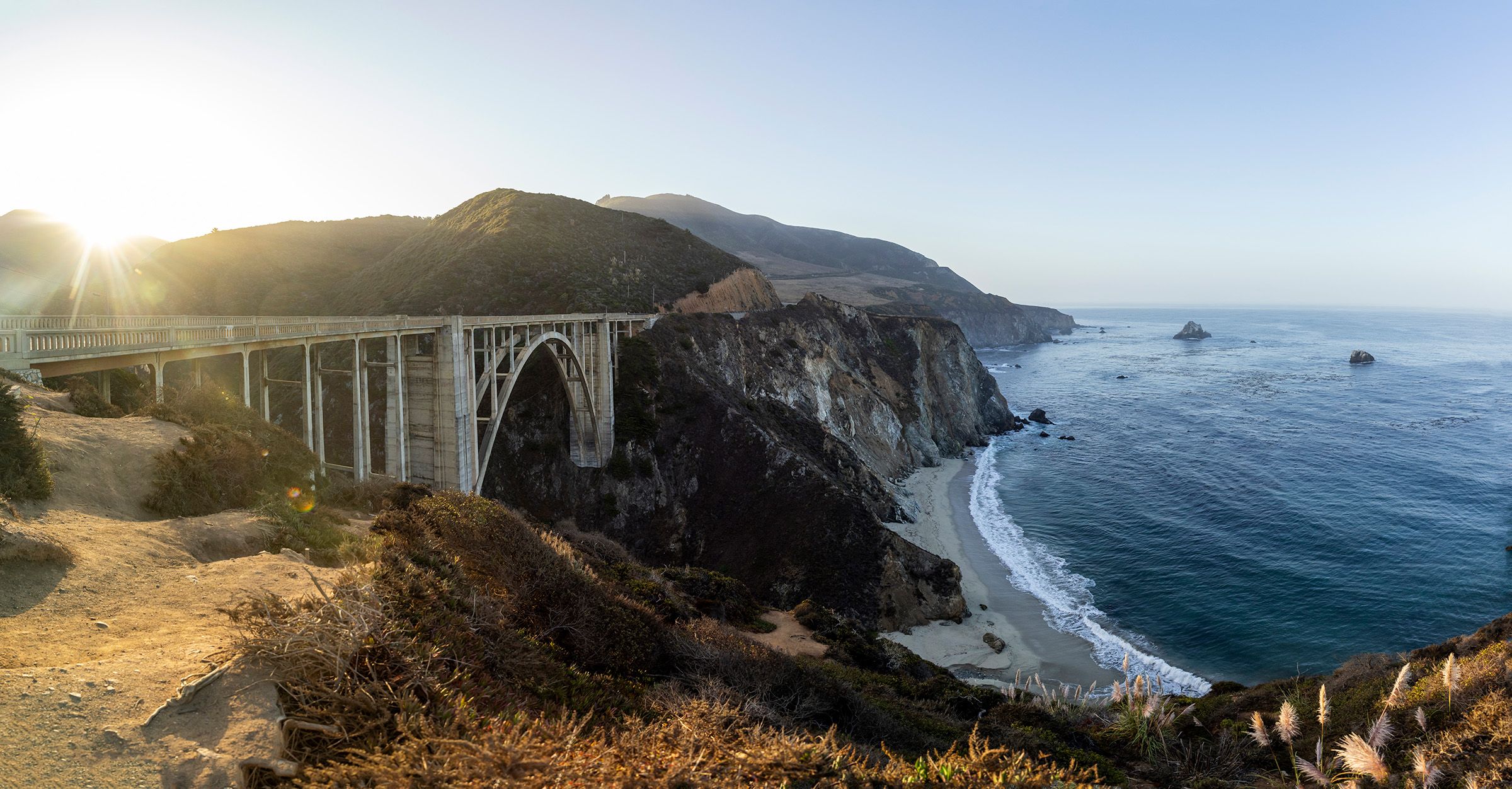 Panoramic Landscape of Bixby Bridge, Big Sur, California