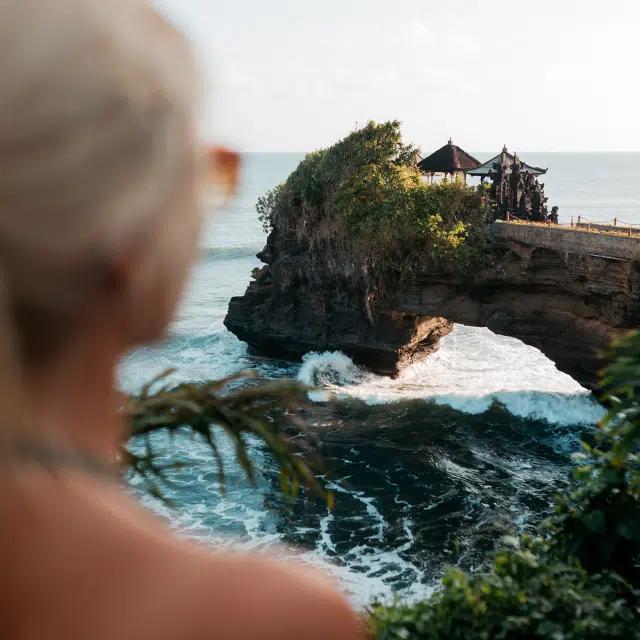 The Pura Batu Bolong sacred Hindu sea temple in Bali