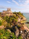 The ancient ruins of El Castillo on the coastline in Tulum, Quintana Roo, Mexico