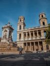 The exterior of the Saint-Sulpice church in Paris, France