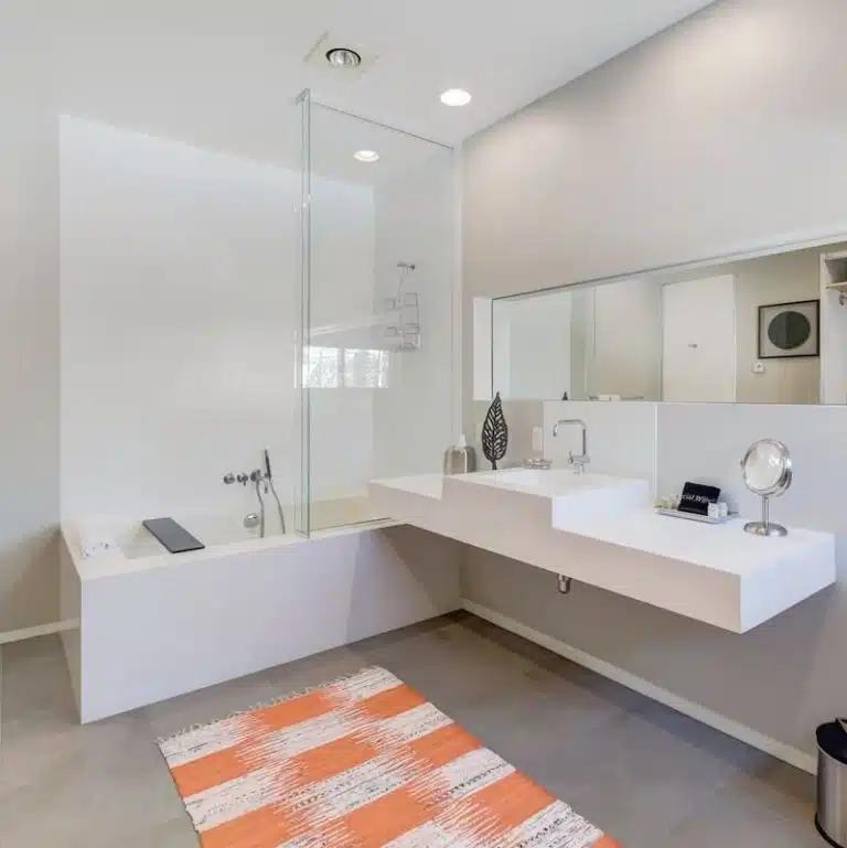 The modern bathroom at a Vrbo rental chalet in Winter Park, Colorado