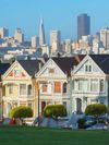 The colorful Victorian and Edwardian houses, aka the Painted Ladies, that line Alamo Square in San Francisco, California
