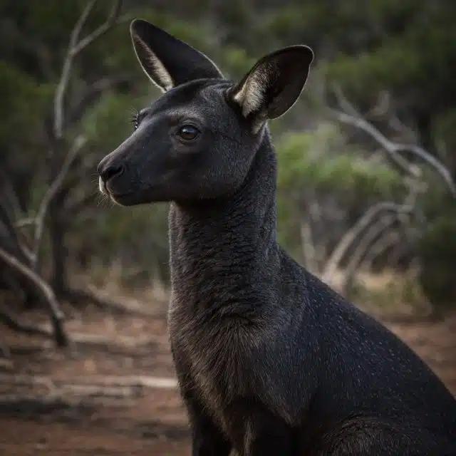 A black wallaroo, in the kangaroo family, seen in the Northern Territory, Australia
