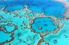 Aerial view of the heart reef in the Great Barrier Reef in Australia.