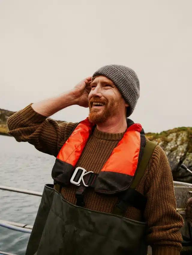 Local fisherman David Lavelle in lifejacket and waders