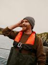 Local fisherman David Lavelle in lifejacket and waders