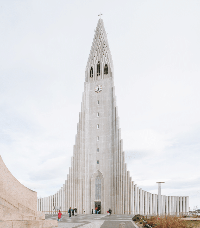 The sculptural lines of Hallgrímskirkja, a church in Reykjavik