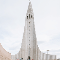 The sculptural lines of Hallgrímskirkja, a church in Reykjavik