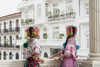 Dancers don polleras while on the balconies of Casco Antiguo.