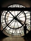 The giant clock at the Musée d’Orsay, Paris, seen from the inside in silhouette