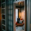 An armchair in a cozy nook at a Vrbo holiday rental property out in the desert in Terlingua, Texas