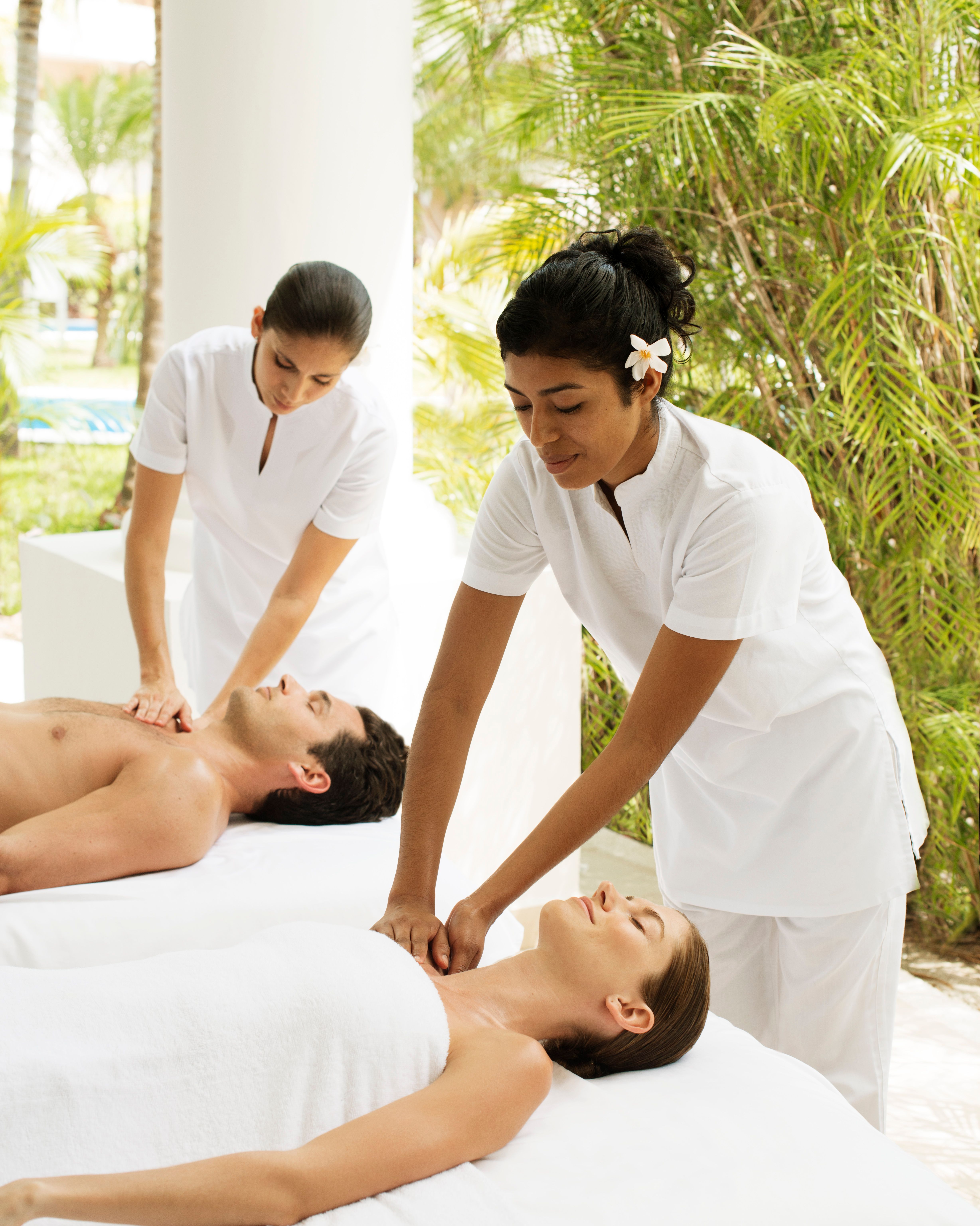 women on massage bed