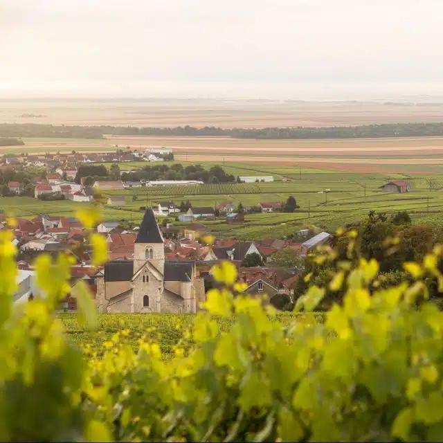 A view of the village of Le Mesnil-sur-Oger in Champagne, France