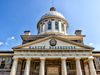 Domed Marche Bonsecours against a blue sky.