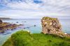 Ruins of the Findlater Castle overlooking the water in Scotland.