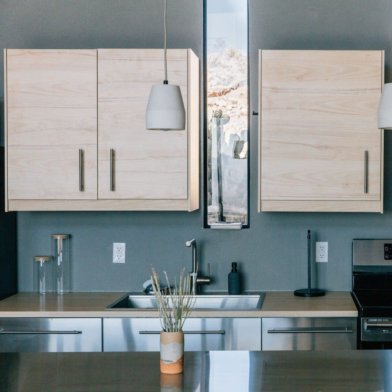 The sleek fitted kitchen at a Vrbo holiday rental property out in the desert in Terlingua, Texas