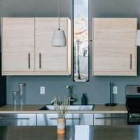 The sleek fitted kitchen at a Vrbo holiday rental property out in the desert in Terlingua, Texas