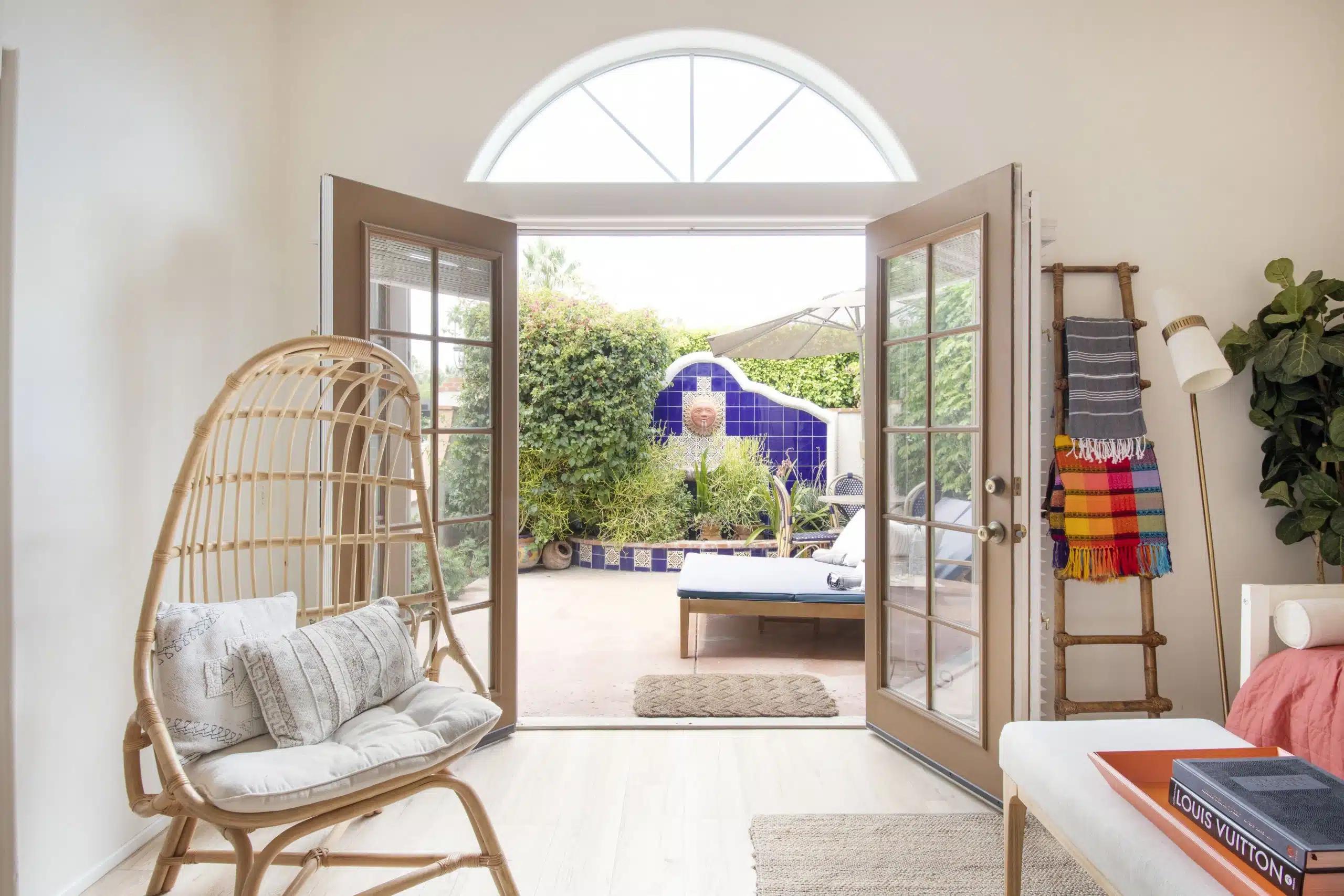 French doors open out to a beautiful patio