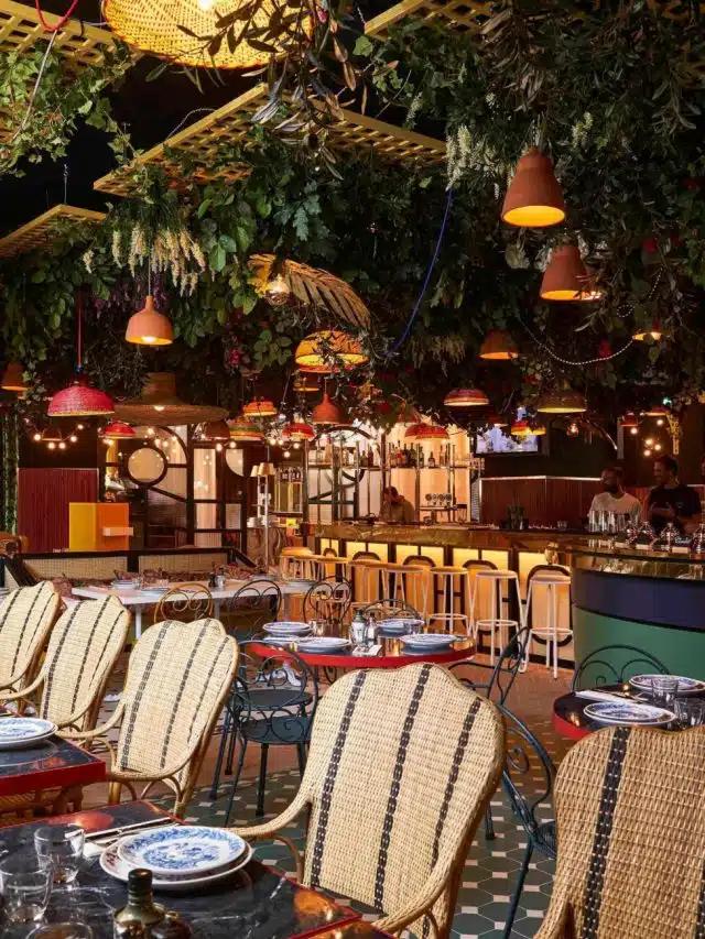 The colourful restaurant at the Mama Shelter Roma in Rome, Italy